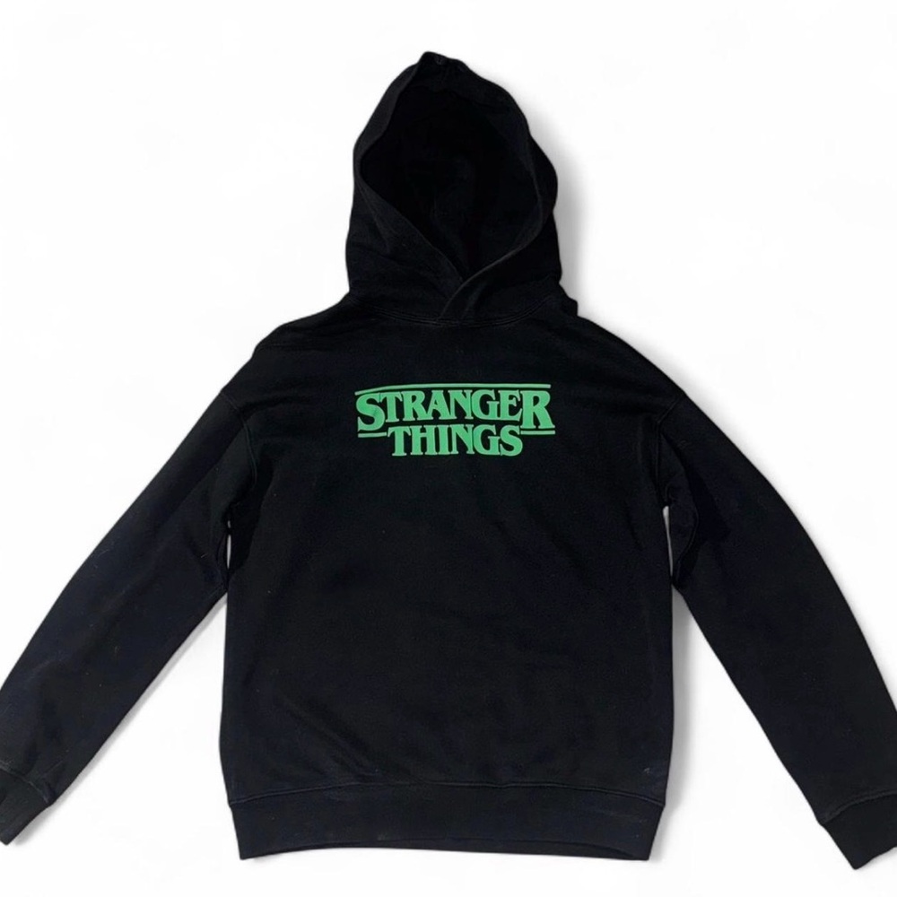 Stranger Things Black Hoodie with Green Print